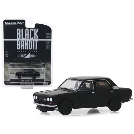 GREENLIGHT 1970 Datsun 510 4-Door Sedan Black Bandit Series 22.16 .4 Diecast Model Car GR95674
